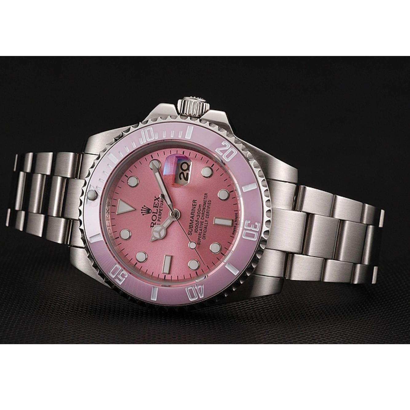 MiroTime 0822 Rolex Submariner Pink Dial Pink Bezel Stainless Steel Bracelet 1453865